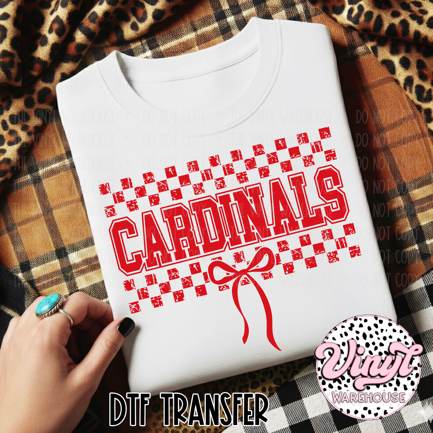 Mascot Checker & Bow - Cardinals - DTF Print