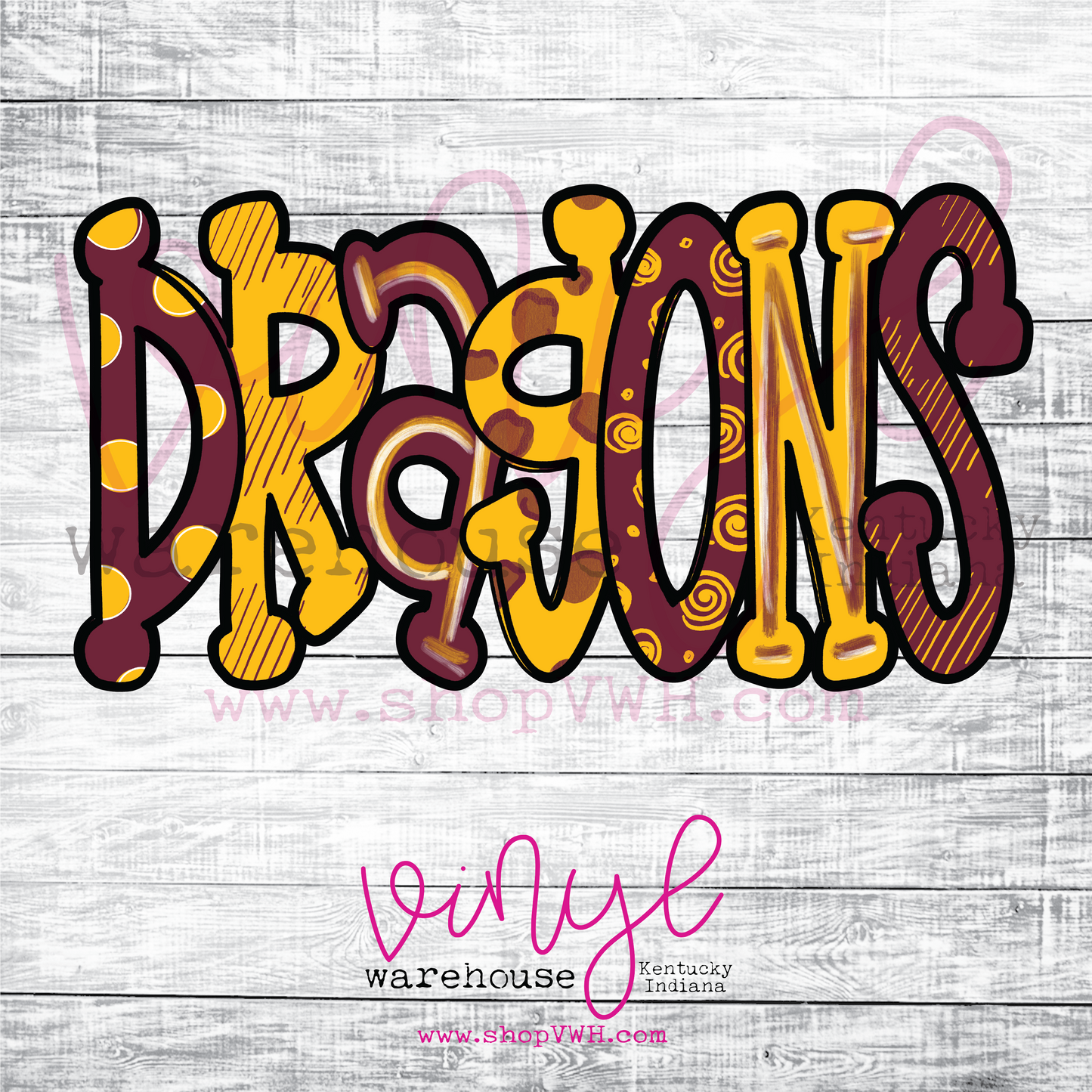 Dragons (Maroon/Gold) - Heat Transfer Print