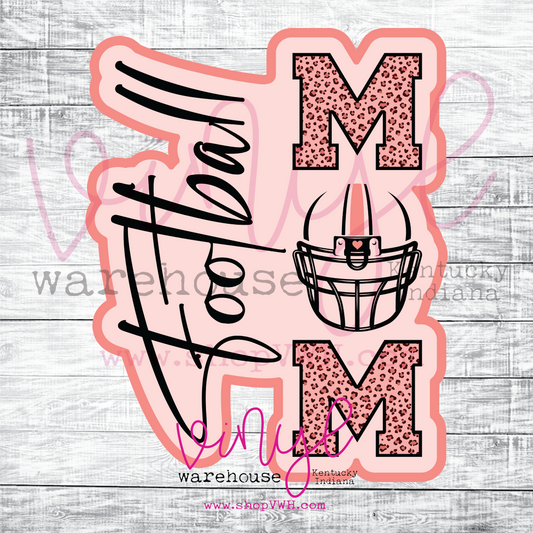 Football Mom (Coral Leopard) - Heat Transfer Print