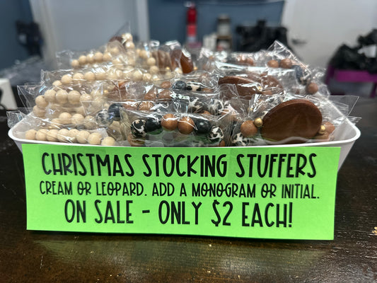 Leopard Bead Wood Disc Bracelet