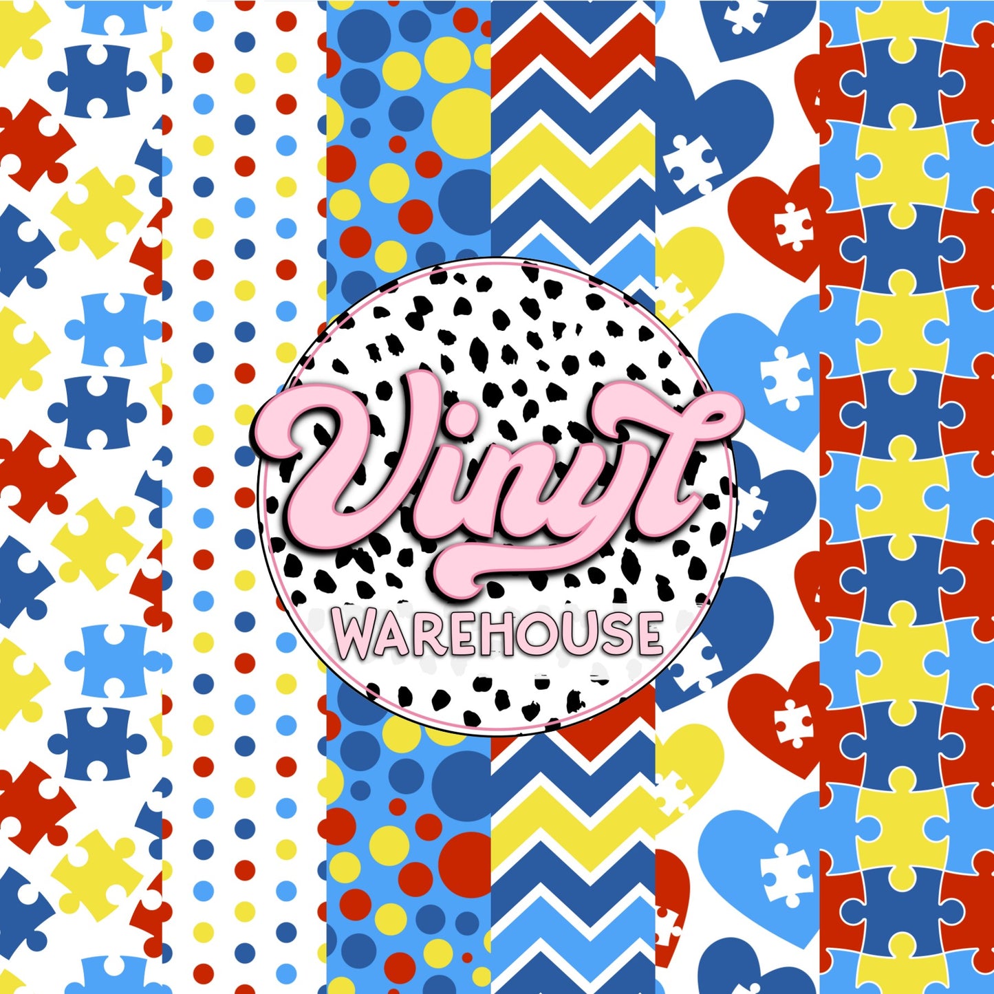 Autism Awareness Puzzle Piece - Printed HTV