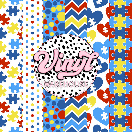 Autism Awareness Puzzle Piece - Printed HTV