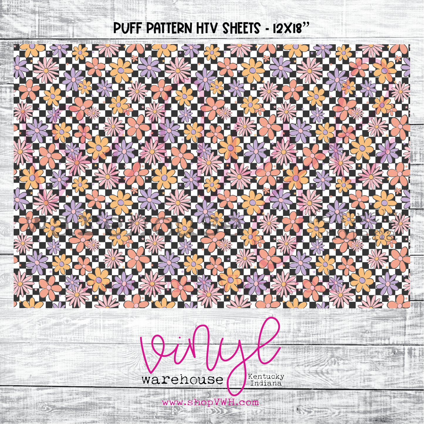 Printed Puff HTV - Checkered Floral
