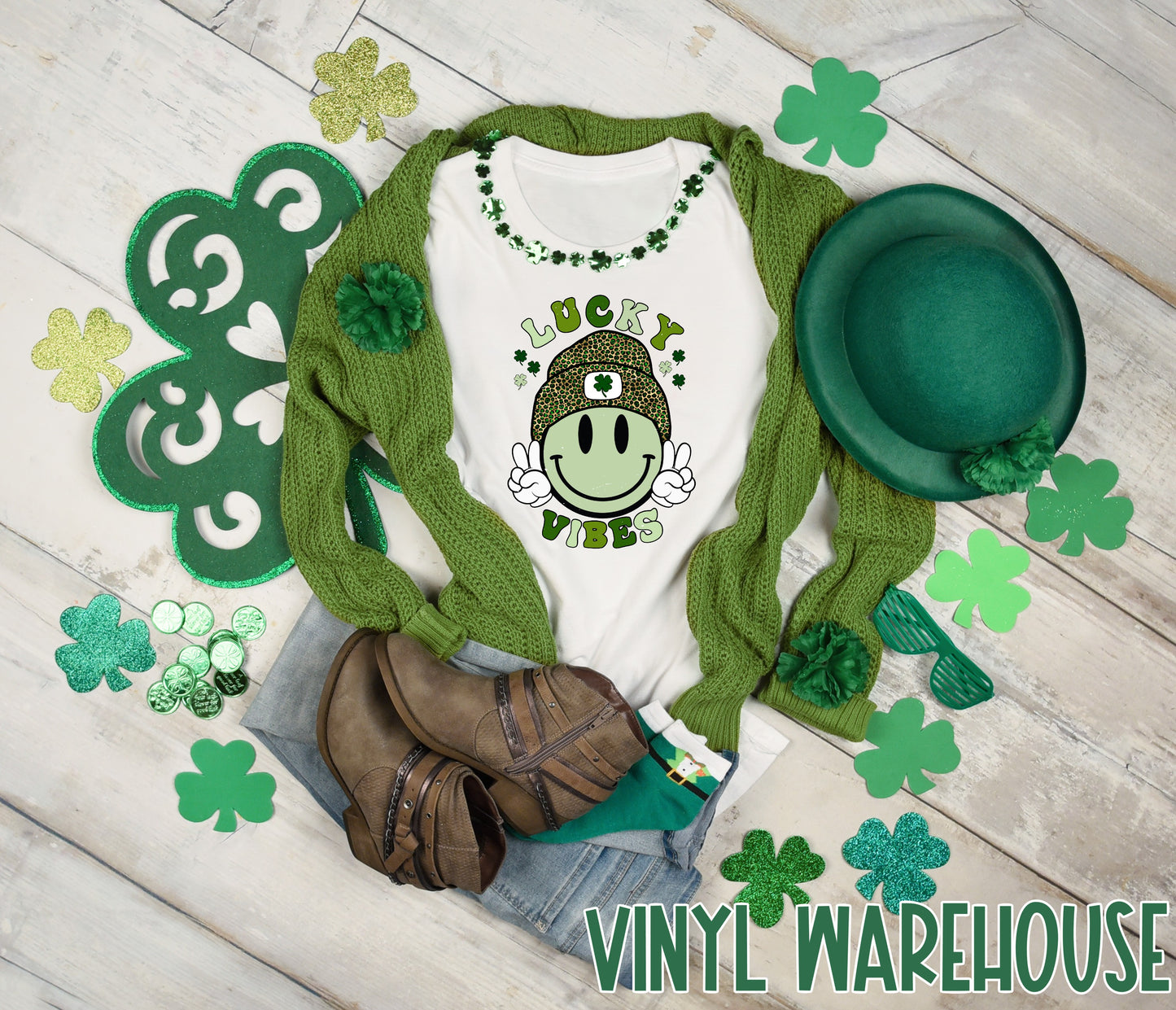 Lucky Vibes Smiley - Heat Transfer Print