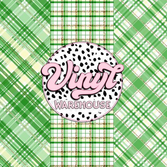 Green & Gold Plaid Stripes HTV