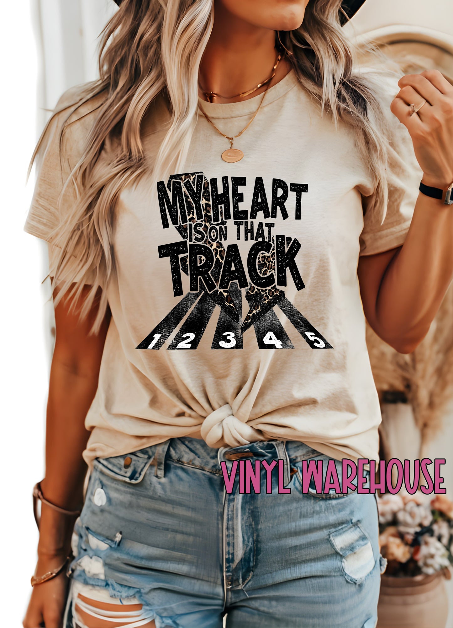 Heart Is On That Track - Heat Transfer Print