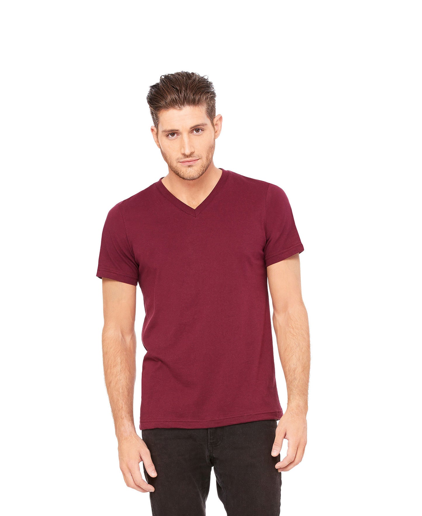 Bella + Canvas Unisex Vneck Tee - Maroon