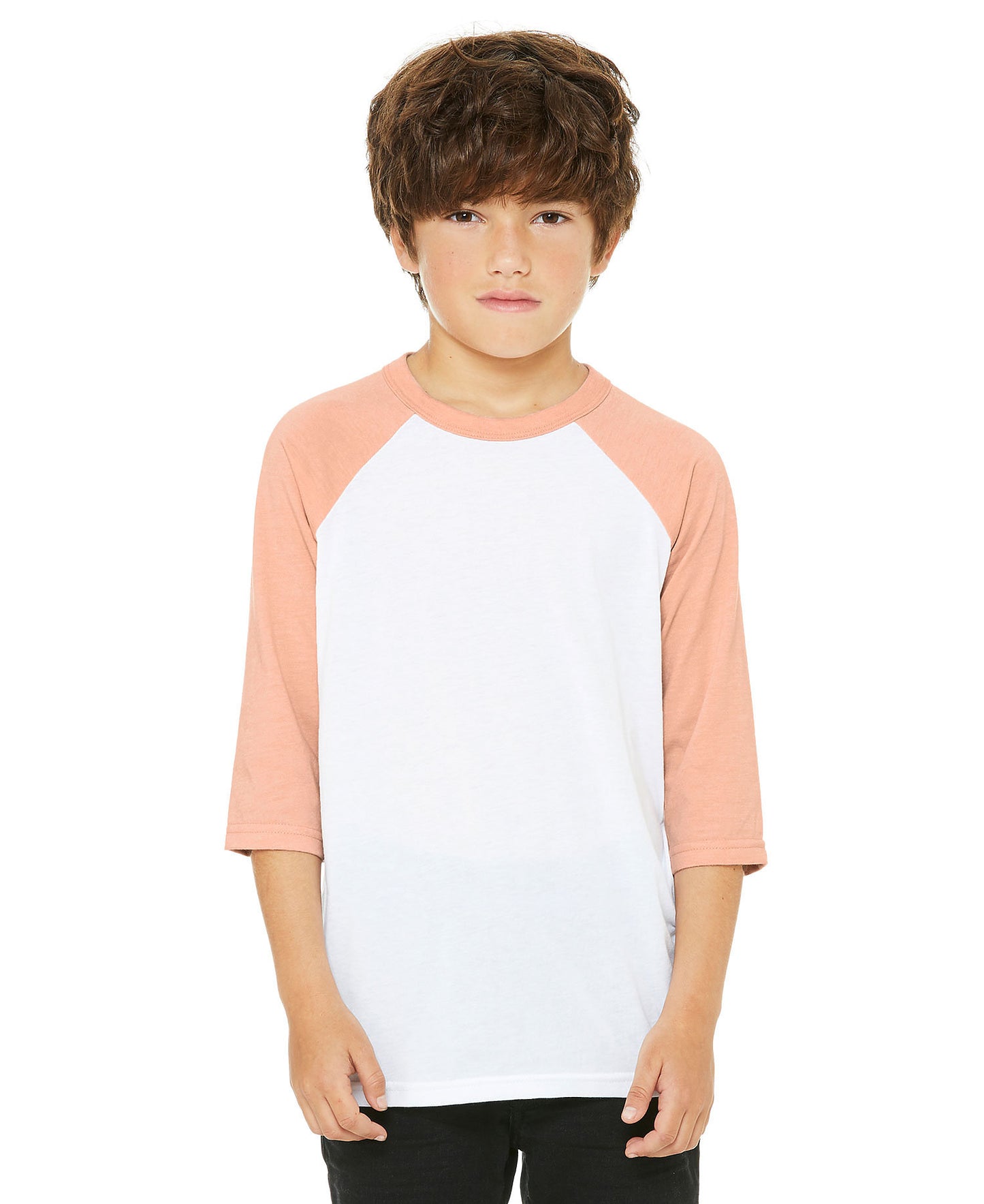 Bella + Canvas Youth Raglan - Peach Sleeve / White Body