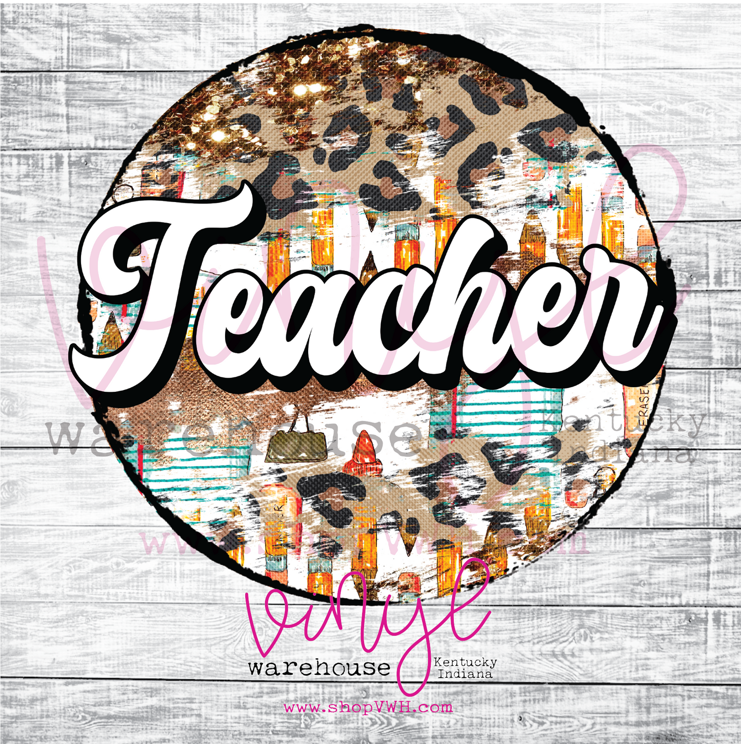 Teacher (Circle design- notes) - Heat Transfer Print