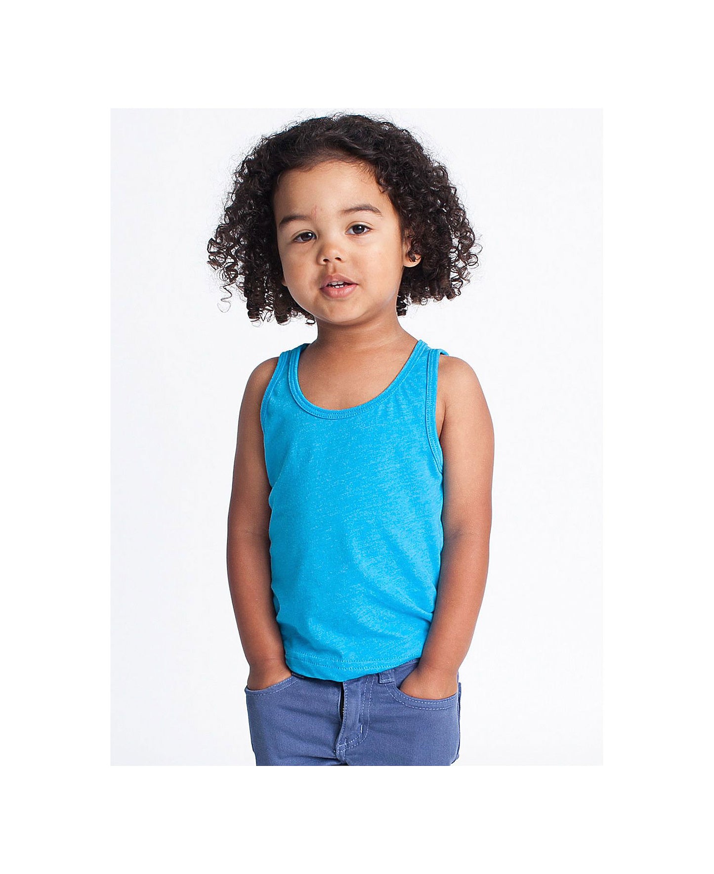 American Apparel Kid's Poly-Cotton Tank - Neon Heather Blue