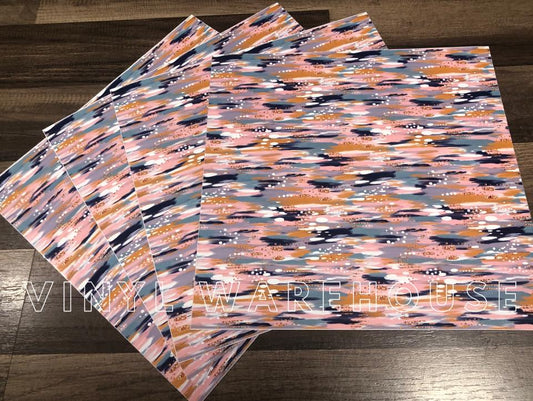 Mustard, Navy & Mauve Brush Strokes - Printed HTV