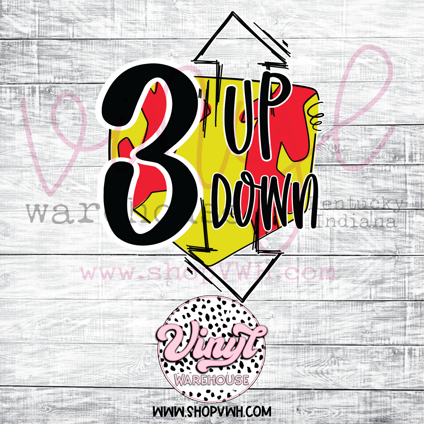3 Up / 3 Down (Softball) - Heat Transfer Print