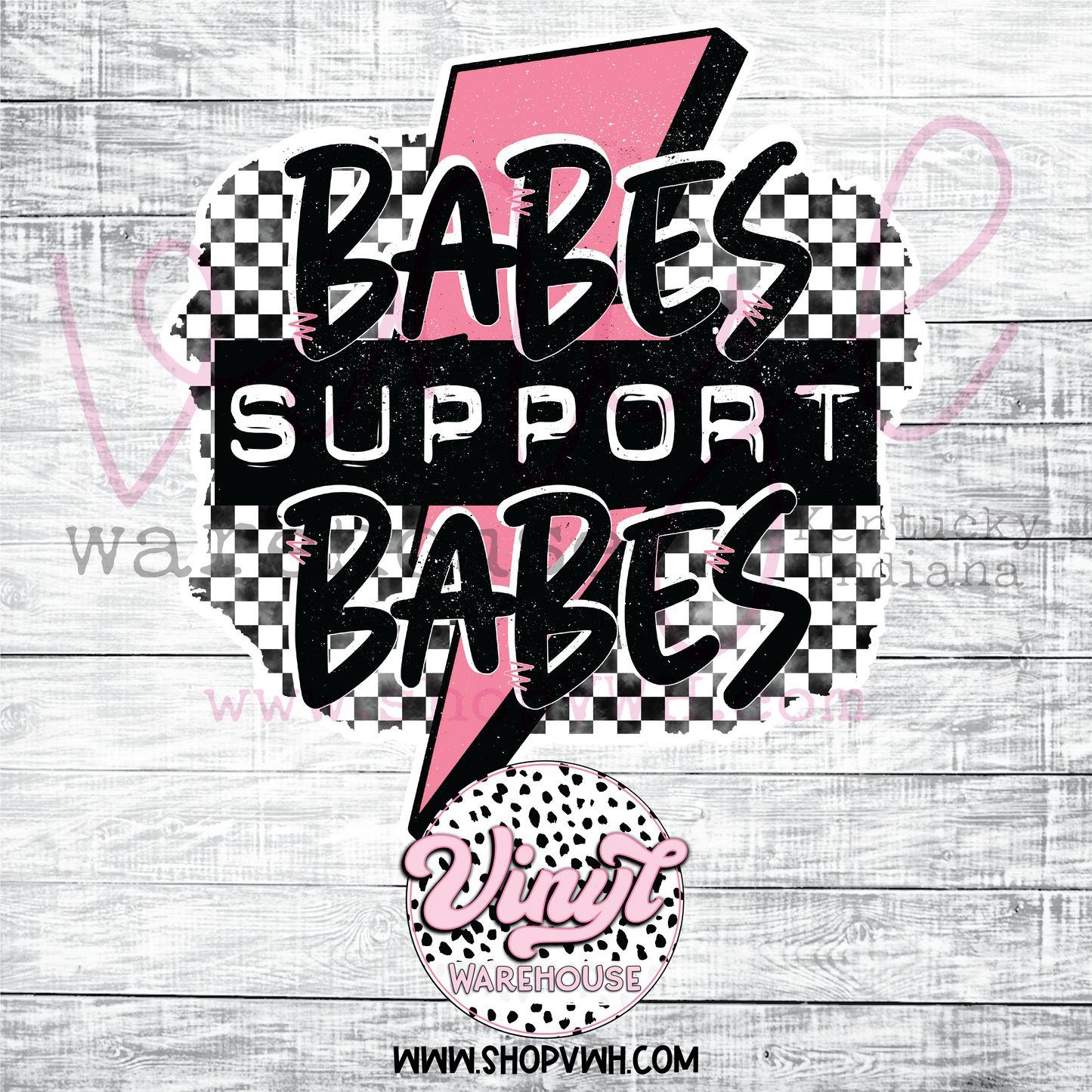 Printed Adhesive Decal - Babes Support Babes (Retro Bolt)