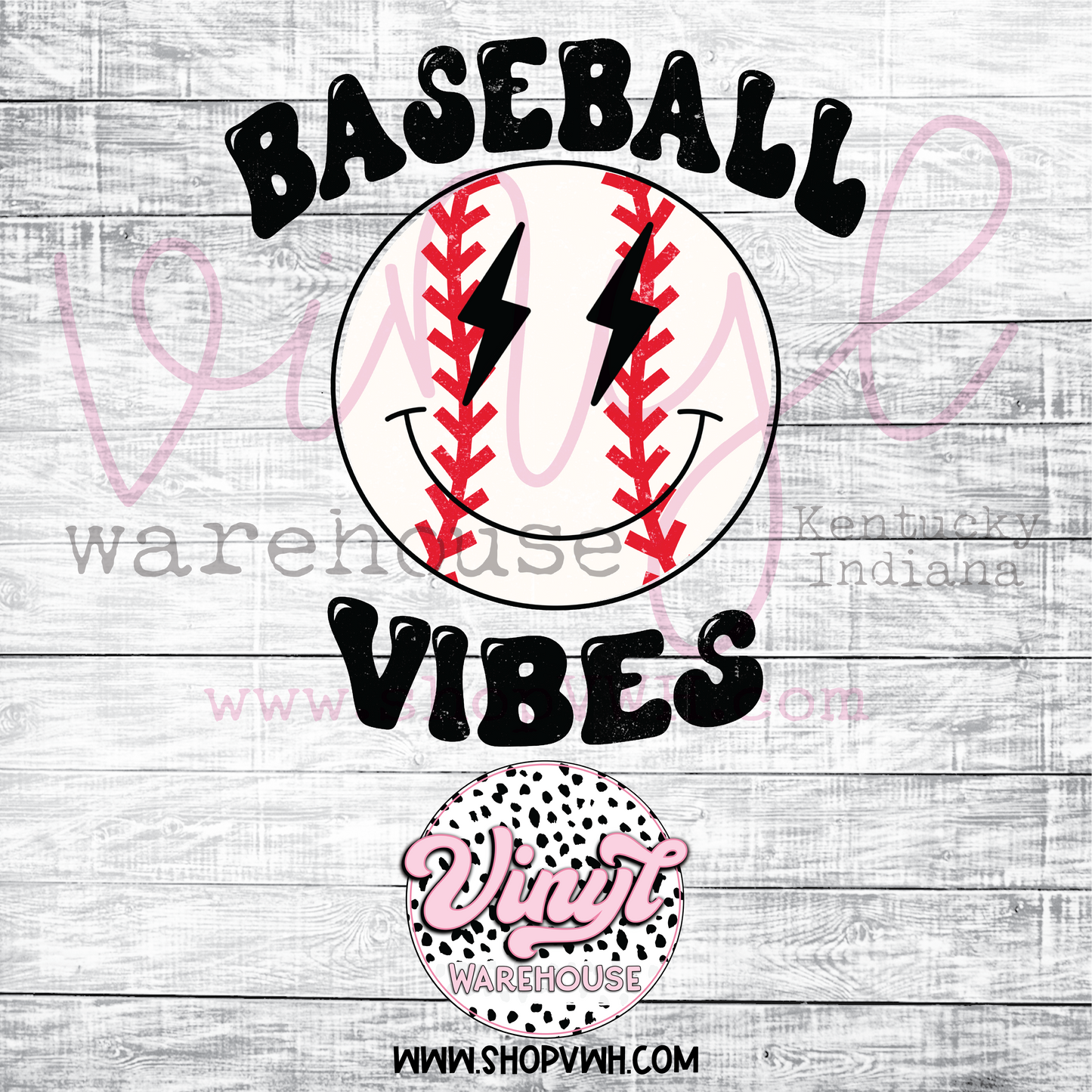 Baseball Vibes Smiley - Heat Transfer Print