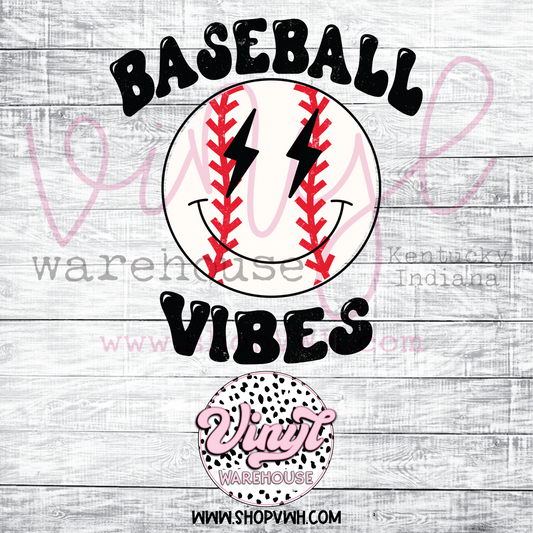 Baseball Vibes Smiley - Heat Transfer Print