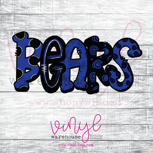 Bears (Royal/Black/White) - Heat Transfer Print