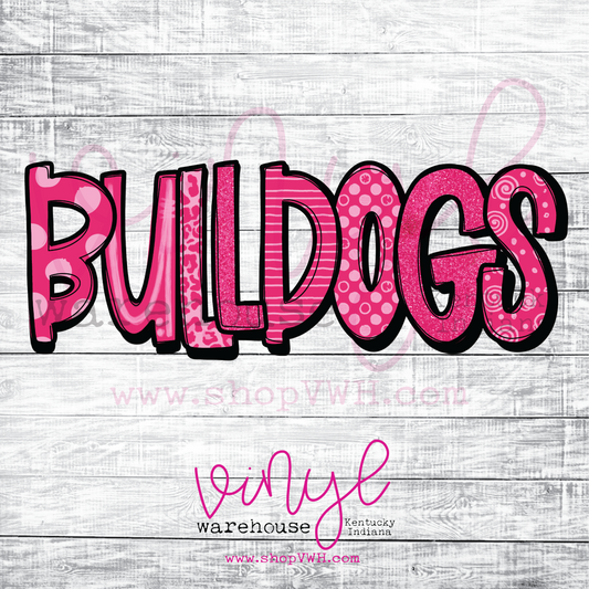 Pink Mascots : Bulldogs - Heat Transfer Print
