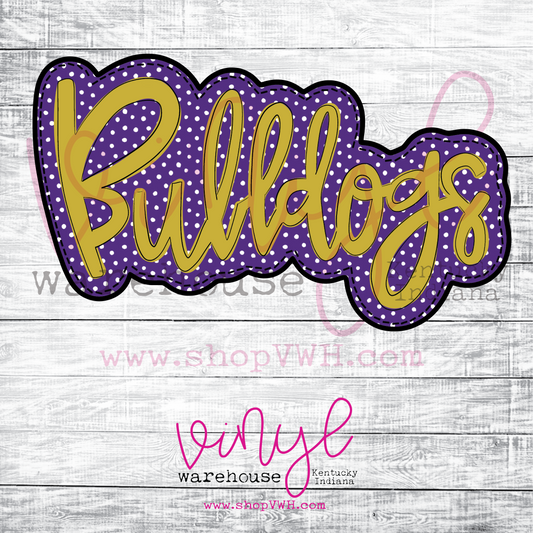 Bulldogs (Polka- Purple/Gold)- Heat Transfer Print