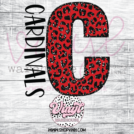 Cardinals (Faux Glitter & Leopard C) - Heat Transfer Print