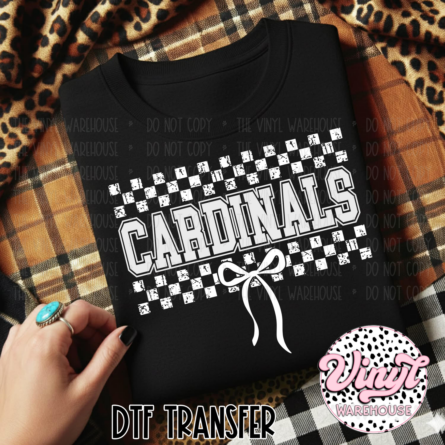 Mascot Checker & Bow - Cardinals - DTF Print