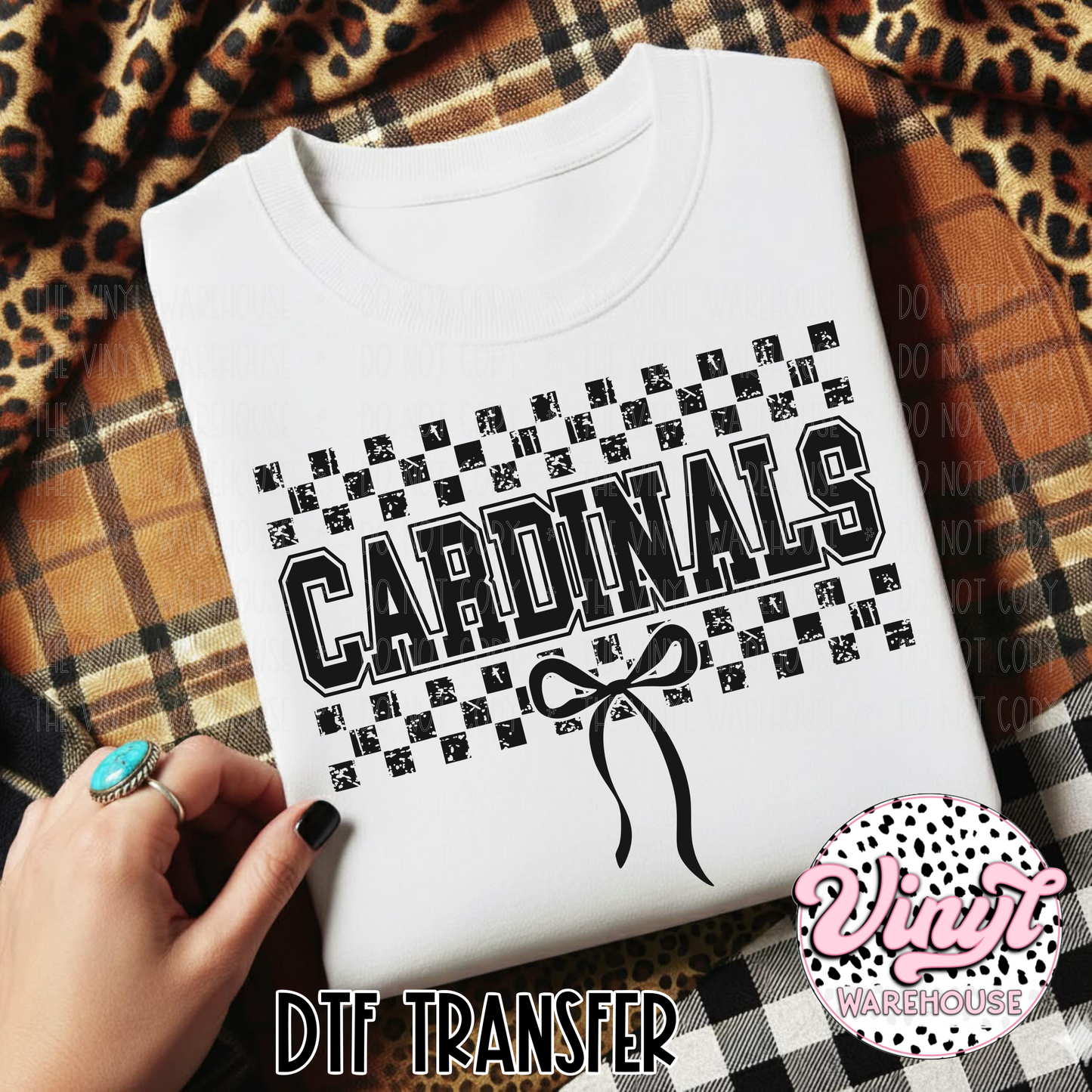 Mascot Checker & Bow - Cardinals - DTF Print