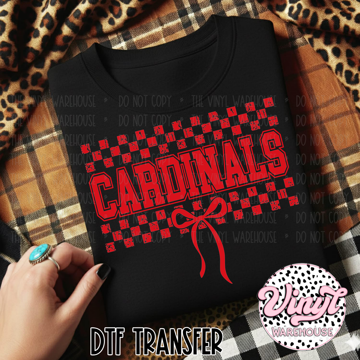 Mascot Checker & Bow - Cardinals - DTF Print