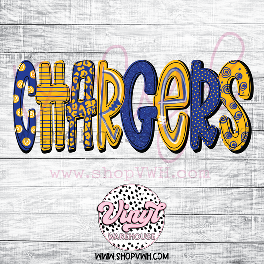 Chargers (Royal/Yellow) - Heat Transfer Print