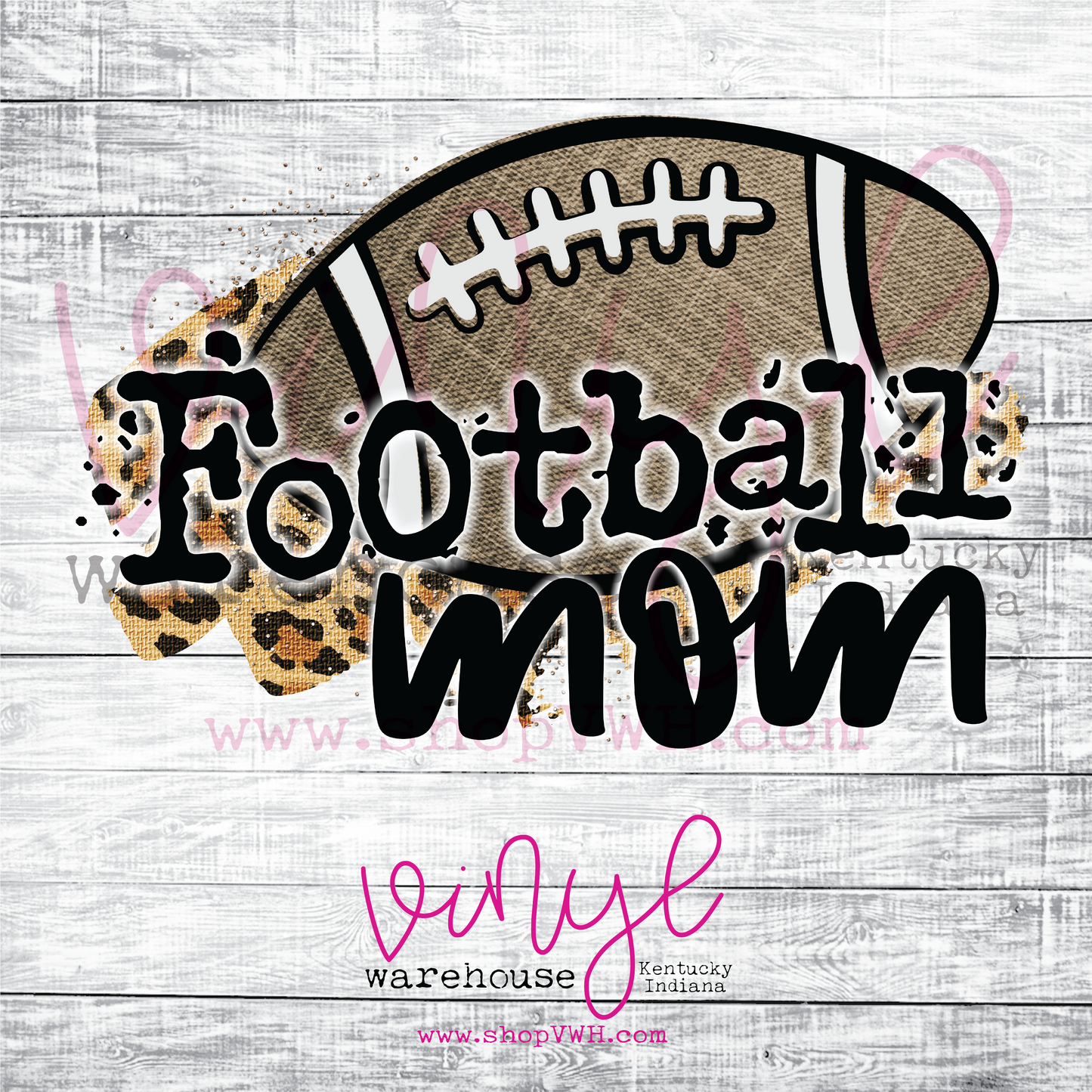 Football Mom (Leopard) - Heat Transfer Print