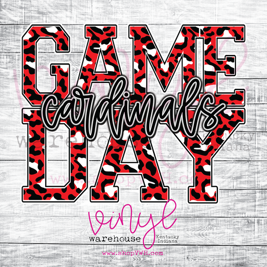Game Day Cardinals (Red/Black Leopard) - Heat Transfer Print