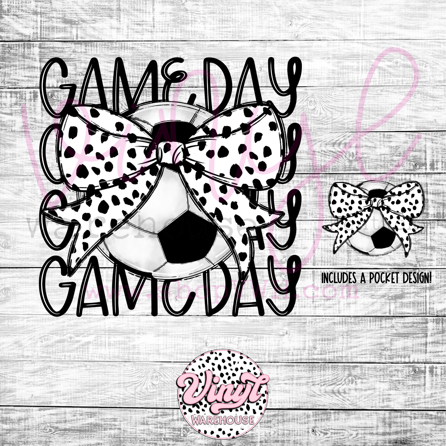 Game Day Soccer Bow w/ Pocket - Heat Transfer Print