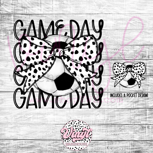 Game Day Soccer Bow w/ Pocket - Heat Transfer Print