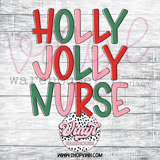 Holly Jolly Nurse - Heat Transfer Print