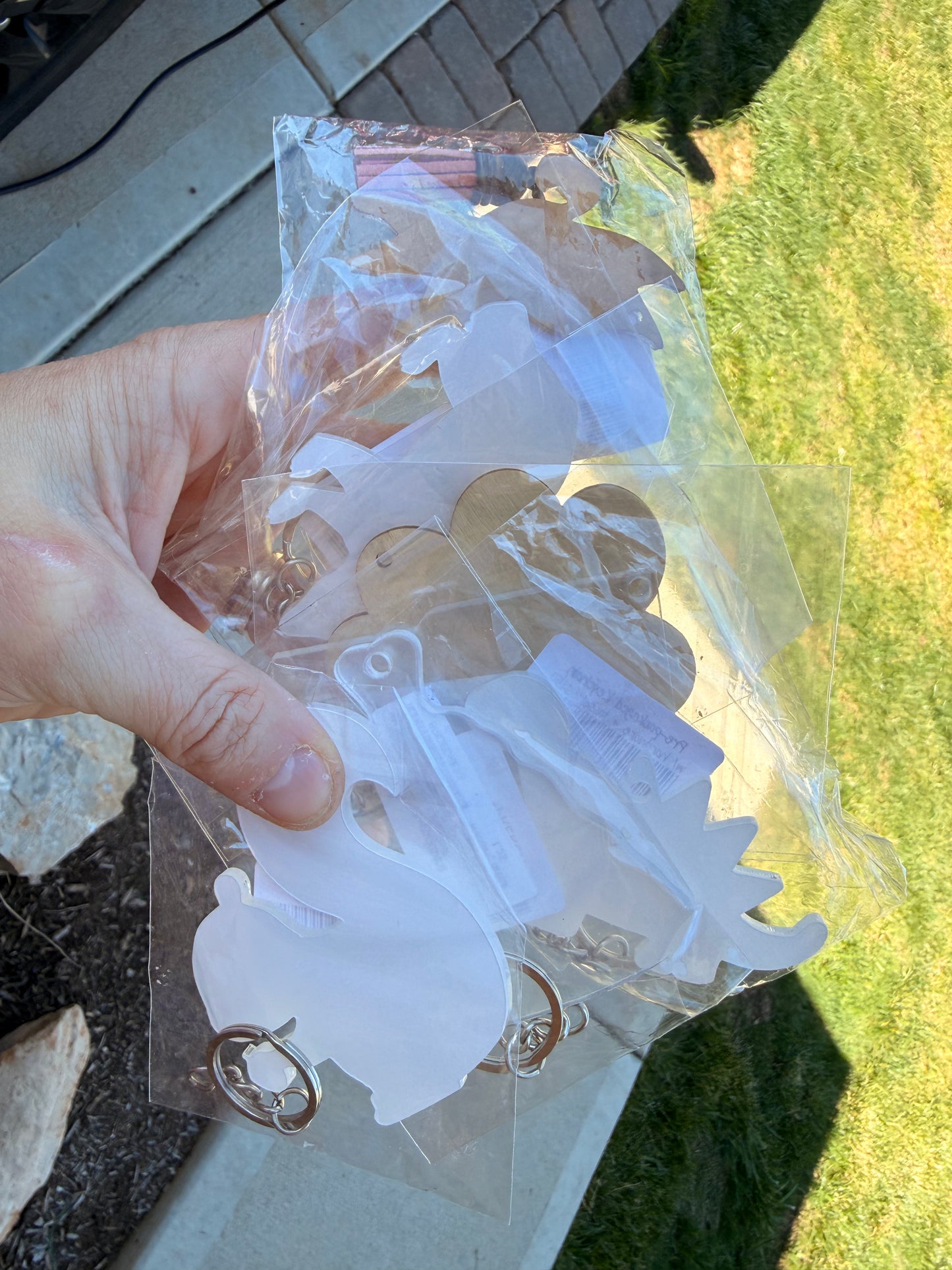 Grab Bag of Clear Acrylic and Wood Keychains