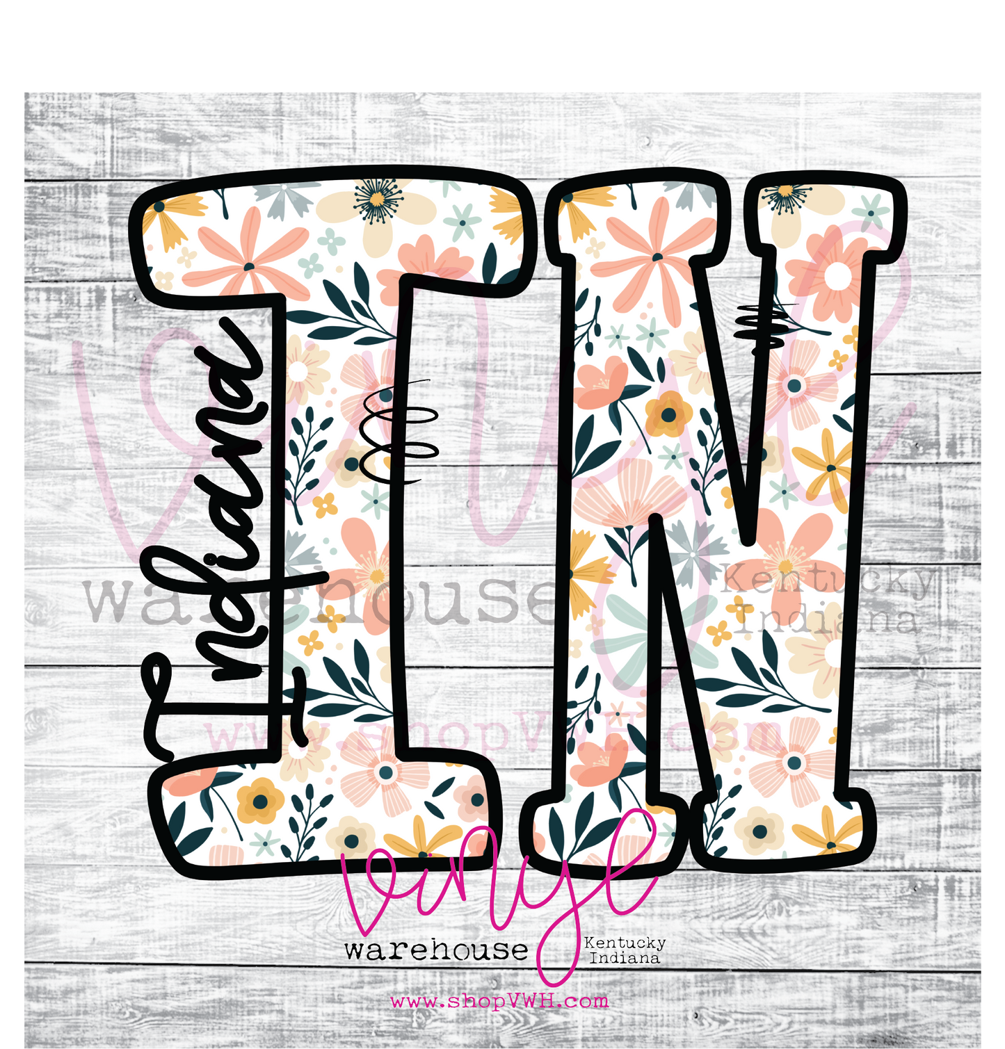 Printed Adhesive Decal - IN Spring Florals
