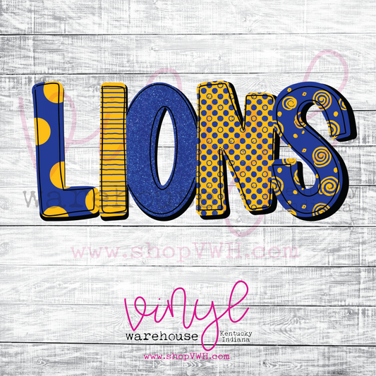 Lions (Royal & Yellow) - Heat Transfer Print