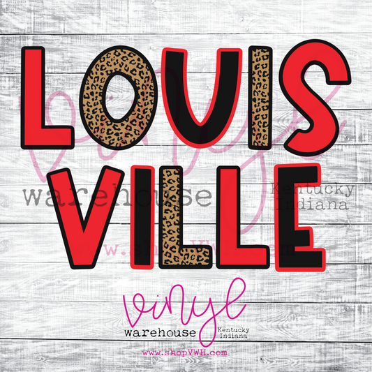 Louisville (Red/Black/Leopard) - Heat Transfer Print