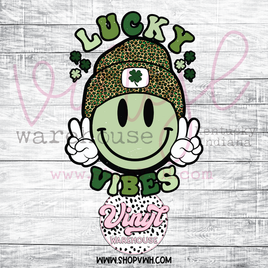 Lucky Vibes Smiley - Heat Transfer Print