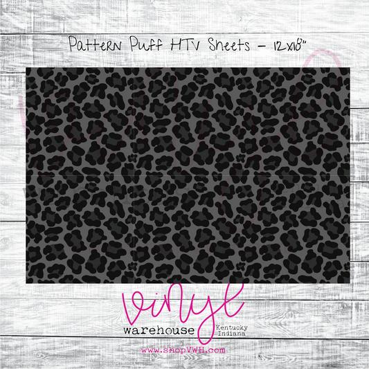 Printed Puff HTV - Black/Grey Leopard