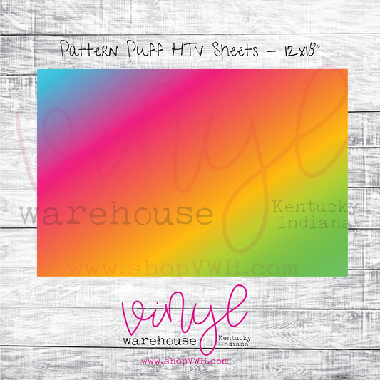 Printed Puff HTV - Diagonal Rainbow Ombre