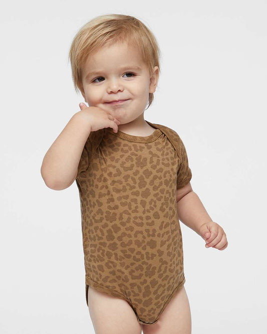Rabbit Skins - Infant Fine Jersey Short Sleeve Bodysuit - Brown Leopard