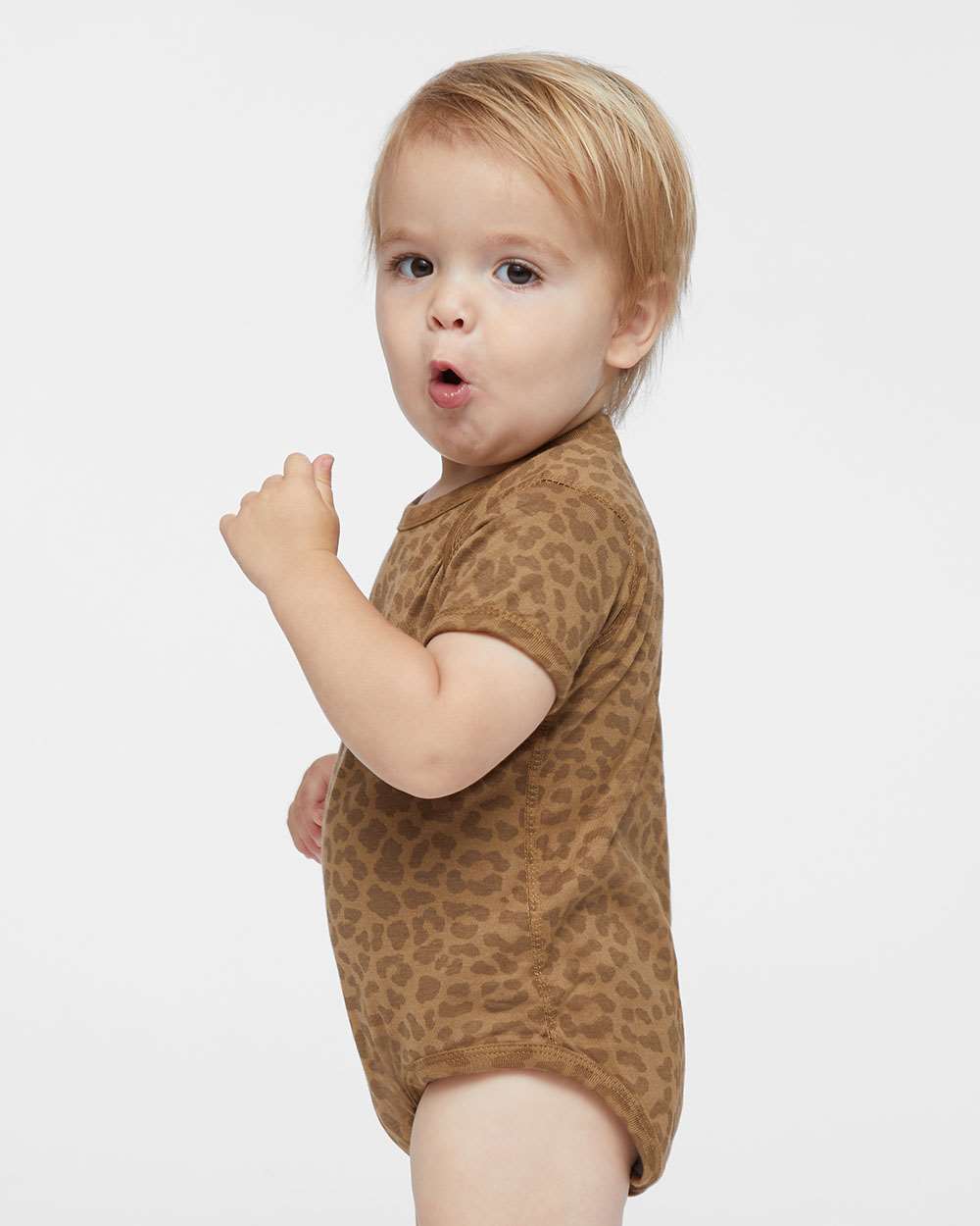 Rabbit Skins - Infant Fine Jersey Short Sleeve Bodysuit - Brown Leopard