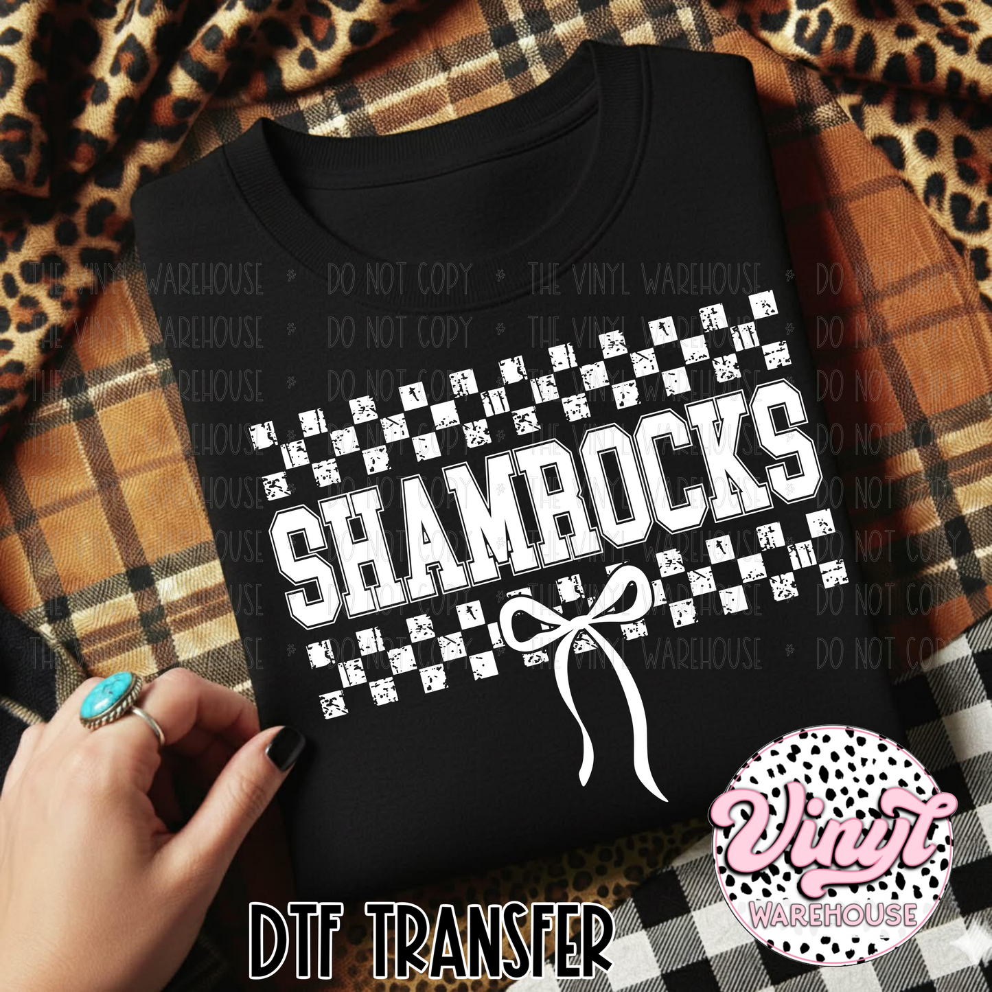 Mascot Checker & Bow - Shamrocks - DTF Print