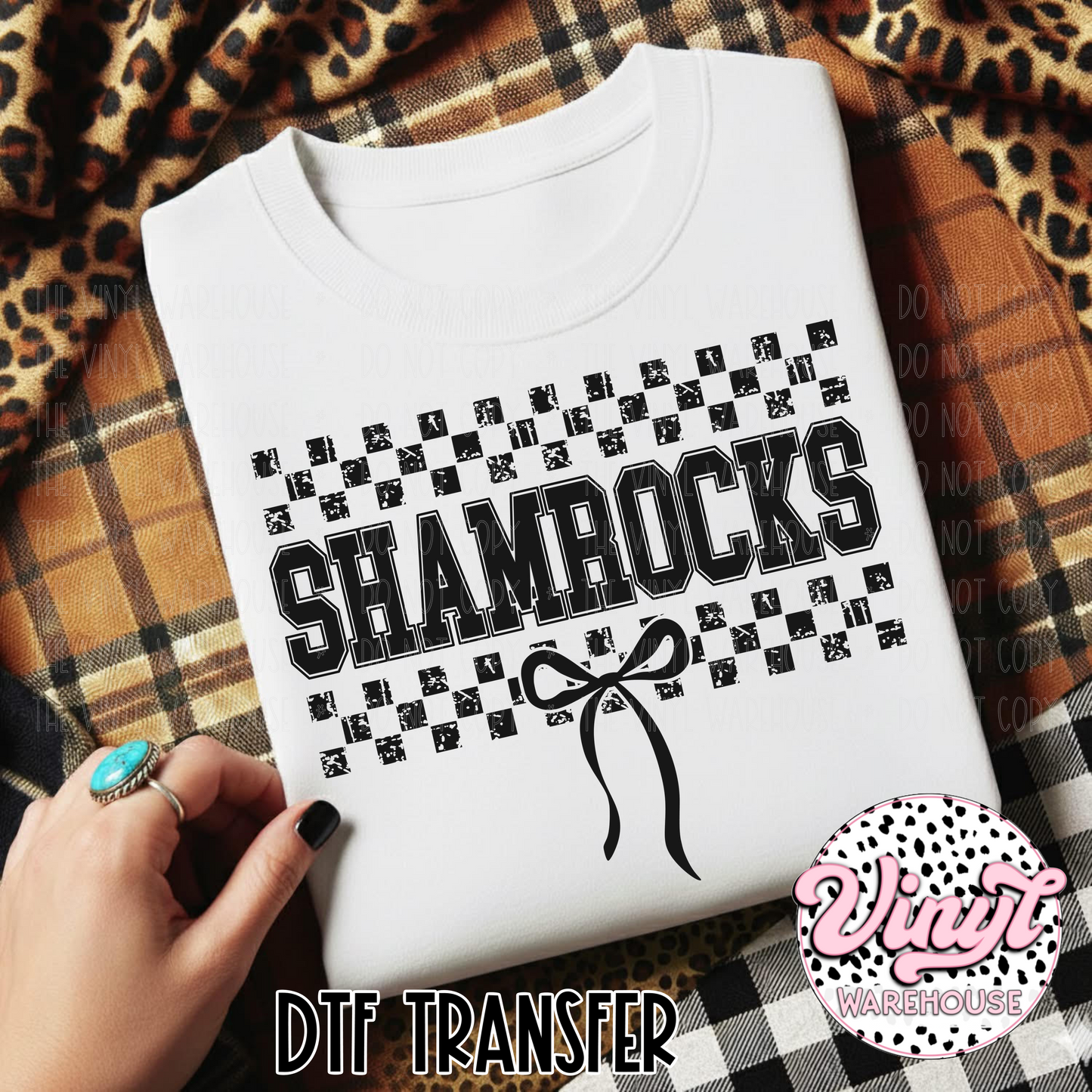 Mascot Checker & Bow - Shamrocks - DTF Print