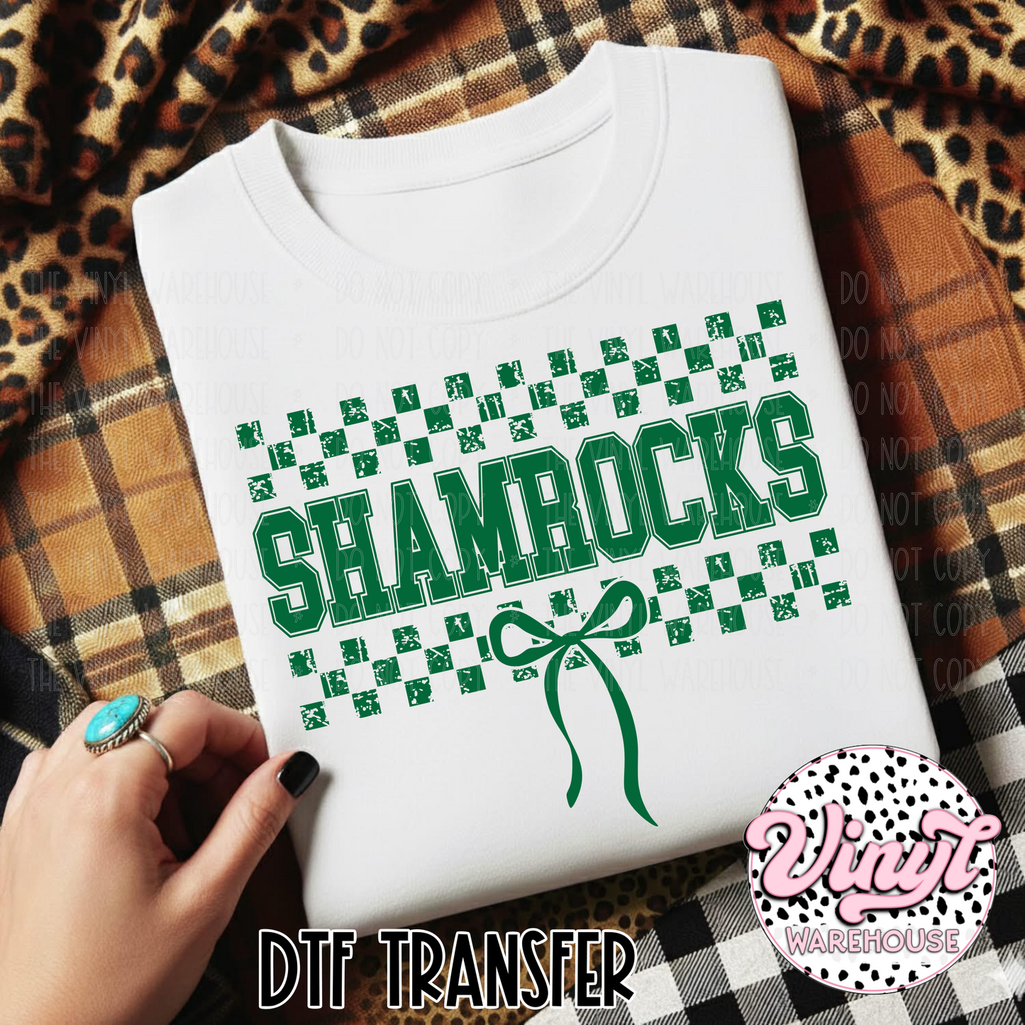 Mascot Checker & Bow - Shamrocks - DTF Print