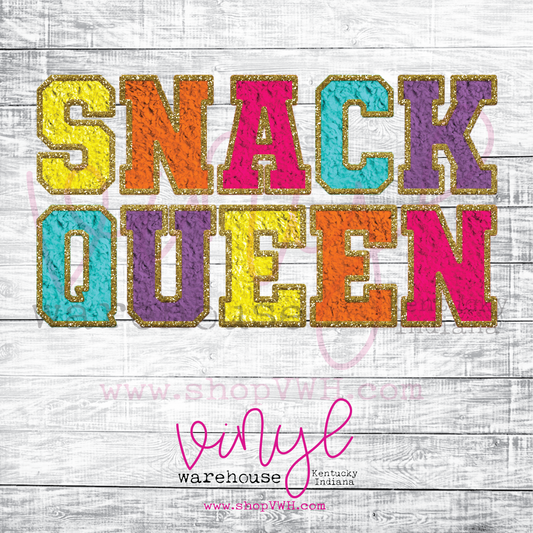 Snack Queen (*Faux Chenille Letter*) - Heat Transfer Print