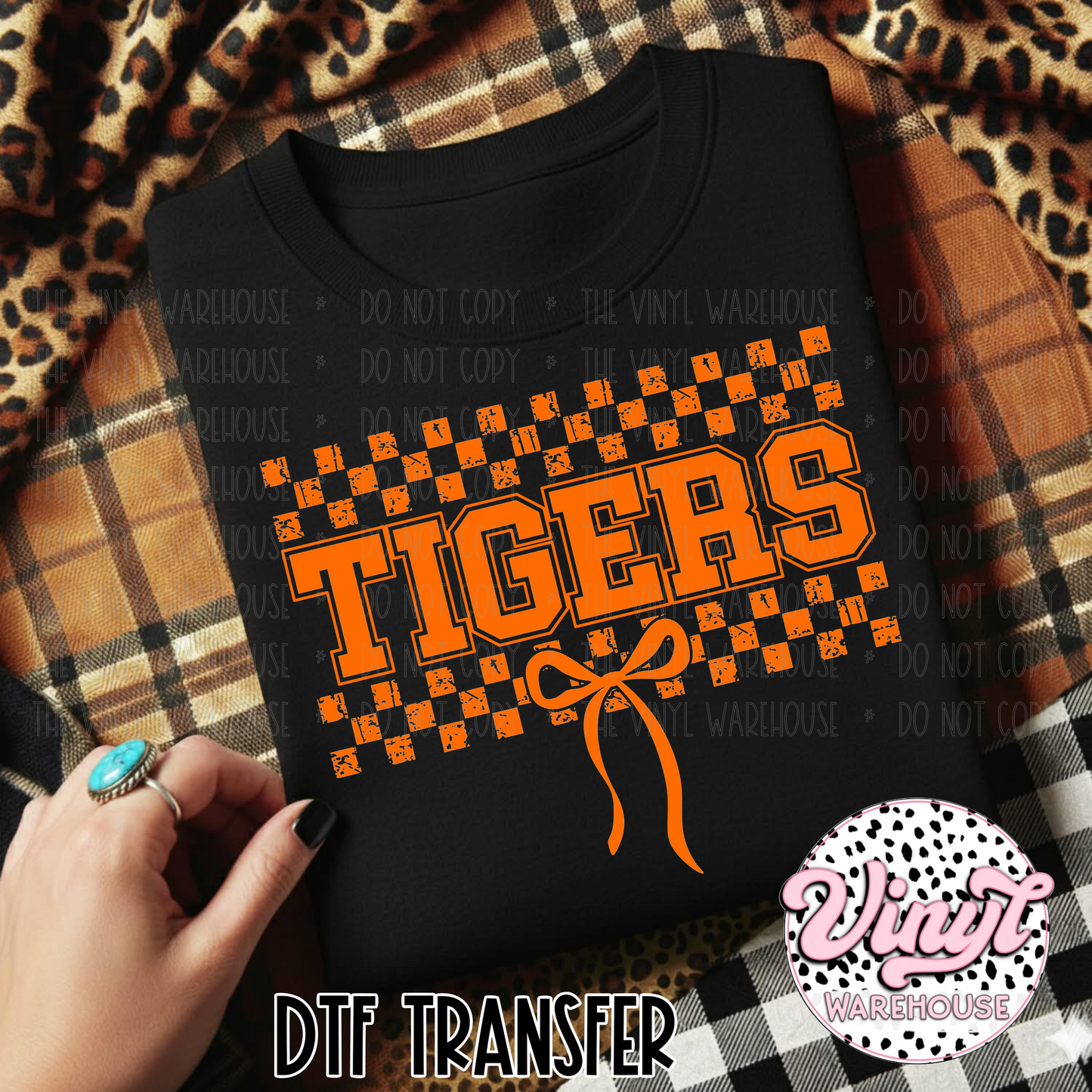 Mascot Checker & Bow - Tigers - DTF Print