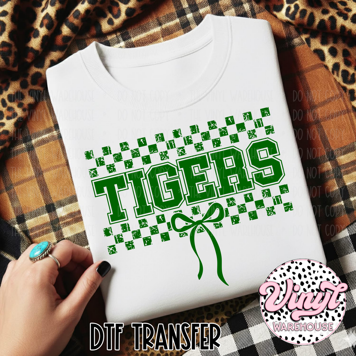 Mascot Checker & Bow - Tigers - DTF Print