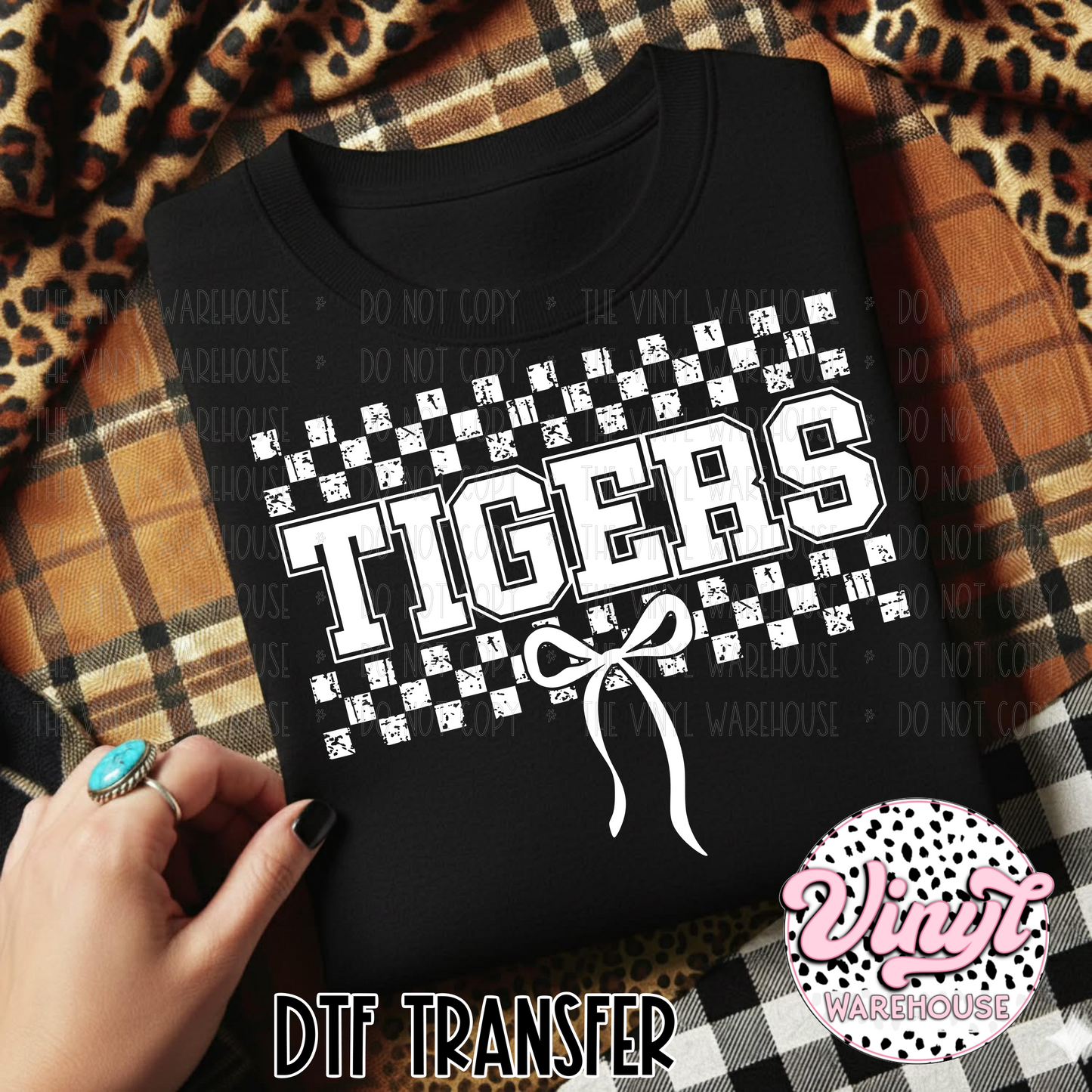 Mascot Checker & Bow - Tigers - DTF Print