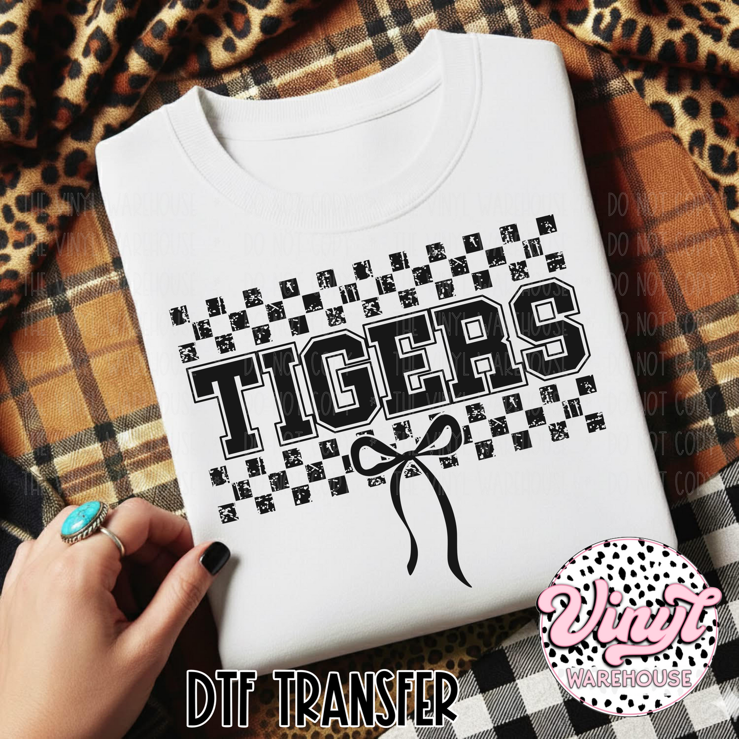 Mascot Checker & Bow - Tigers - DTF Print