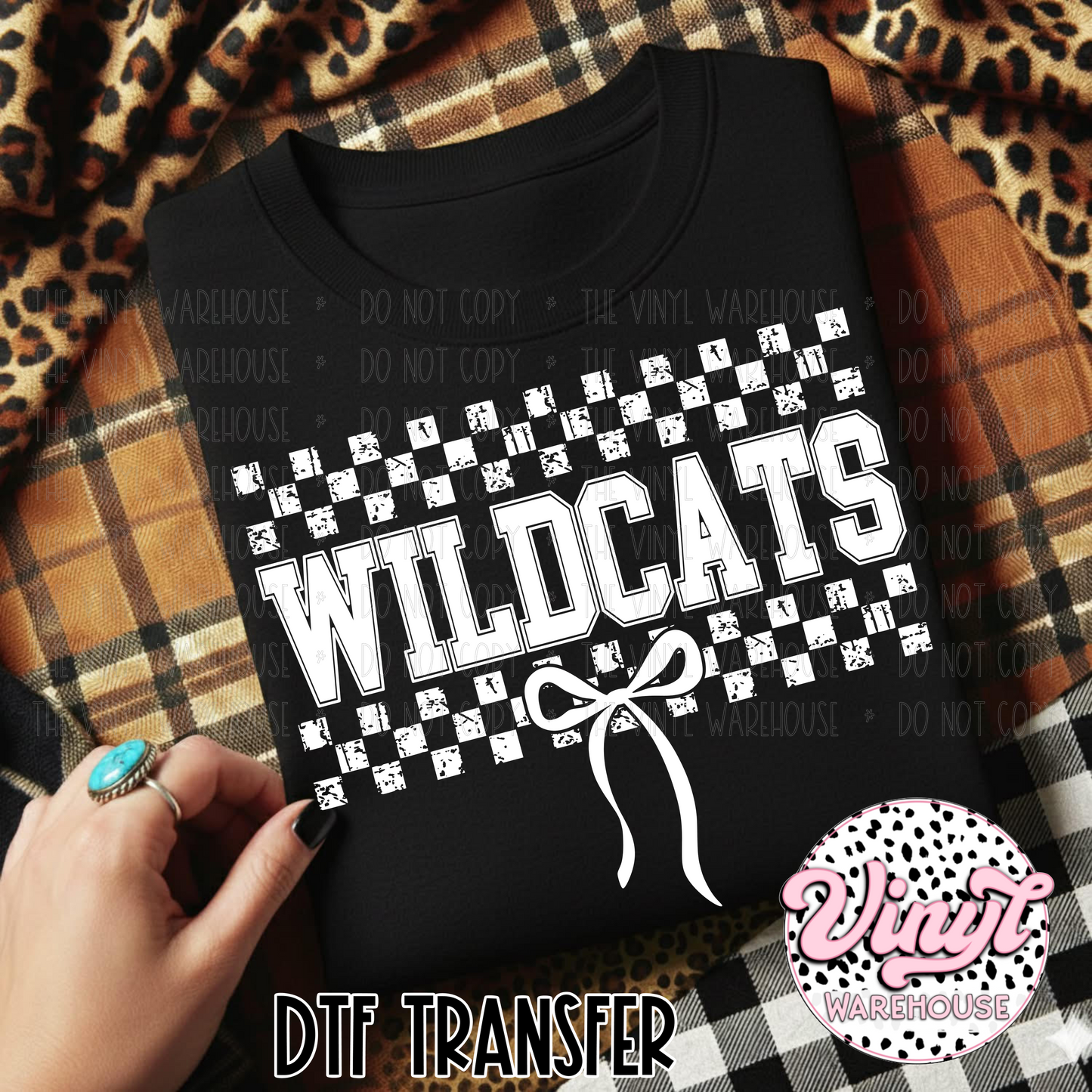 Mascot Checker & Bow - Wildcats - DTF Print